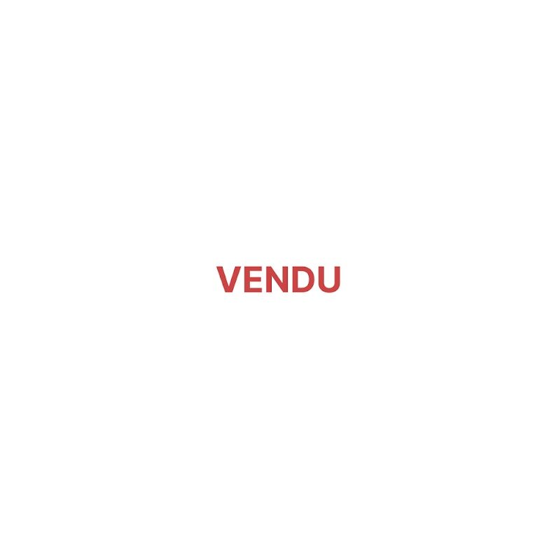Texte rouge VENDU sur fond blanc. Indique que l'article ou la propriété est vendu.