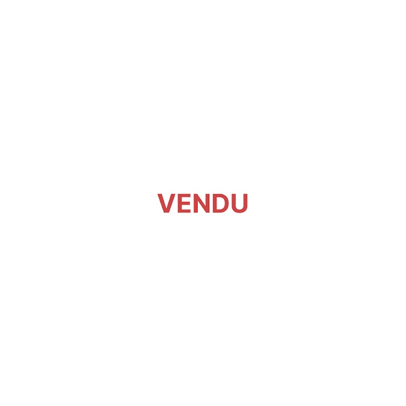 Texte rouge VENDU sur fond blanc. Indique que l'article ou la propriété est vendu.
